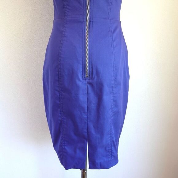 Marc New York Andrew Marc Bodycon Shift Dress Stitching Details Cap Sleeves Blue - Picture 8 of 16